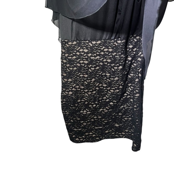 Enfocus Women Black Lace Dress With Attached Shawl Size 14W - Picture 7 of 10